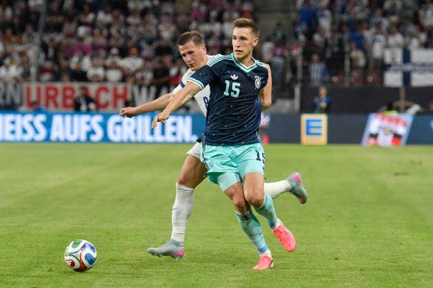 from left in duel Robin Lod Finland 8 Nico Schlotterbeck Germany 15 31 05 2026 ¢ Soccer ¢ World Cup Test ¢ Germany vs Finland, MEWA Arena, Mainz, Rheinland Pfalz Germany Copyright: xpepphotox xSaschaxWeizx pep00321, pep_20260531_hm_1660