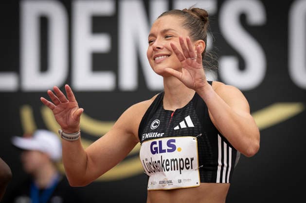 DRESDEN , GERMANY - MAY 31: Gina Lueckenkemper (GER Germany) during the Golden Oval Continental Tour Silver meeting on May 31, 2026 at Heinz-Steyer-Stadion in Dresden, Saxony, Germany. Saxony Germany Copyright: xAxelxKohringx