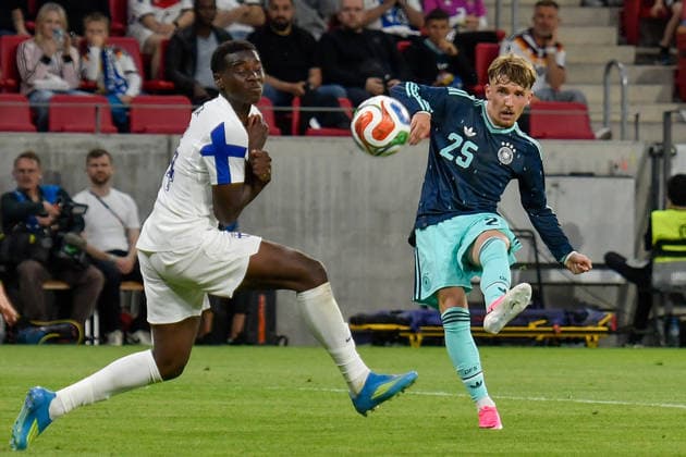 Lennart Karl Germany 25 shoots on goal, Ryan Mahuta Finland 14 li 31 05 2026 ¢ Soccer ¢ World Cup Test ¢ Germany vs Finland, MEWA Arena, Mainz, Rheinland Pfalz Germany Copyright: xpepphotox xSaschaxWeizx pep00321, pep_20260531_hm_1676