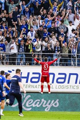 Gent s goalkeeper Davy Roef celebrates after winning a soccer match between KAA Gent and Racing Genk, Sunday 31 May 2026 in Gent, an European Play-off game of the 2025-2026 Jupiler Pro League first division of the Belgian championship. TOM GOYVAERTS TomxGoyvaerts  x175568785x
