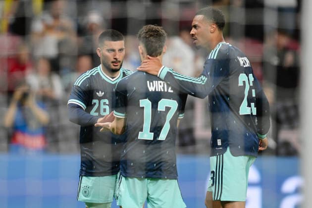 Soccer, friendly match, 20260531, Germany Finland In the picture Goal 2 0, f l Deniz UNDAV Germany, 26 , Goalscorer Florian WIRTZ Germany, 17 , Felix NMECHA Germany, 23 Mainz MEWA Arena Rheinland Pfalz Germany Copyright: Passion2Press MarkusxFischerx
