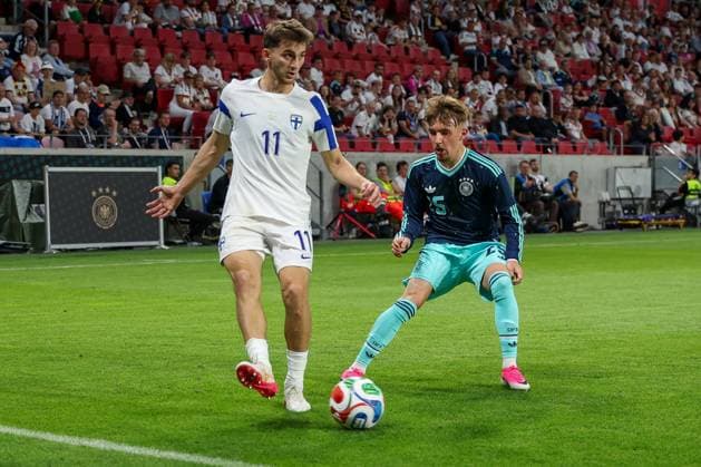 Adam Markhiev 11 Finland in action with Lennart Karl 25 Germany , Germany vs Finland, Football, Men, UEFA, Friendly, Friendly Match, DFB, Season 2025 2026, 31 05 2026 Mainz Rhineland-Palatinate Germany Copyright: xkolbert-press MartinxAgüerax