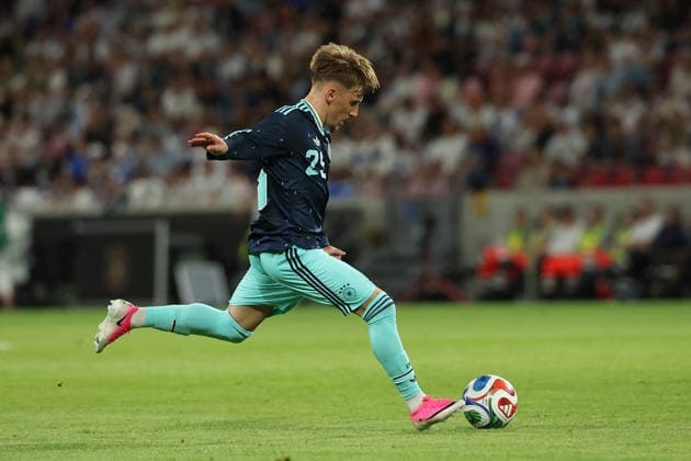 Lennart Karl (Germany) in action, with the ball during the International Friendly, Länderspiel, Nationalmannschaft match between Germany and Finland at MEWA ARENA on May 31, 2026, in Mainz, Germany. The match serves as preparation for the 2026 FIFA World Cup, WM, Weltmeisterschaft, Fussball in the United States Mainz MEWA ARENA Germany Copyright: xJoaquimxFerreirax
