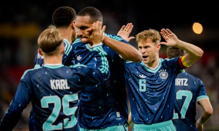 Mainz, Germany 31st May 2026 Goal celebration Lennart Karl DFB Jonathan Tah DFB Joshua Kimmich DFB Germany Finland Germany Finland 31 05 2026