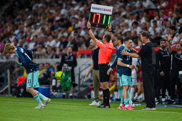 31 05 2026, Football friendly international match 3 matchday, Germany Finland, in the Mewa Arena Mainz, Substitution Florian Wirtz Germany l , Coach Julian Nagelsmann Germany