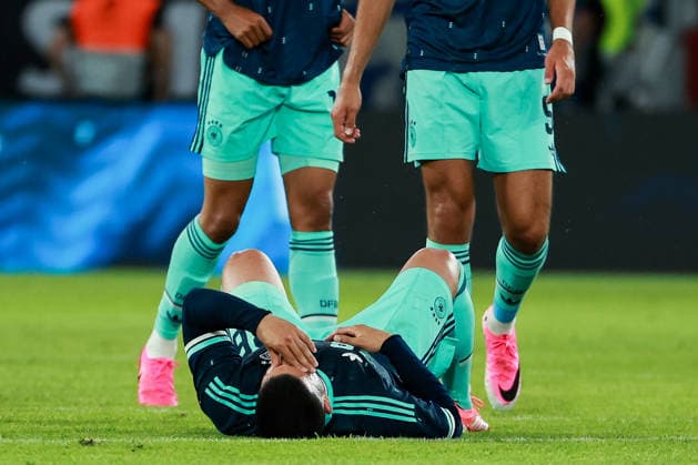 International match 25 26 Germany Finland on 31 05 2026 in the MEWA Arena in Mainz Deniz Undav Germany 26 is injured on the pitch MH