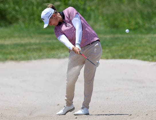 LPGA, Golf Damen 2026: ShopRite LPGA Classic Powered By Wakefern MAY 31 May 31, 2026: Perrine Delacour of France hits her approach shot from the sand trap during the final round at the ShopRite LPGA Classic Powered by Wakefern in Galloway, NJ. Mike Langish CSM (Credit Image: Ã‚Â Mike Langish Cal Media) (Credit Image: Â Mike Langish Cal Sport Media) Galloway New Jersey United States of America EDITORIAL USE ONLY Copyright: xx ZUMA-20260531_zma_c04_141.jpg MikexLangishx csmphotothree492373