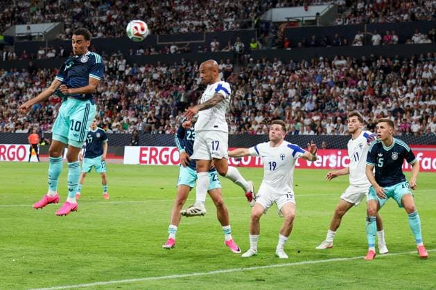 Action between Jamal Musiala 10 Germany and Nikolai Alho 17 Finland , Germany vs Finland, Football, Men, UEFA, Friendly, Friendly Match, DFB, Season 2025 2026, 31 05 2026 Mainz Rhineland-Palatinate Germany Copyright: xkolbert-press MartinxAgüerax