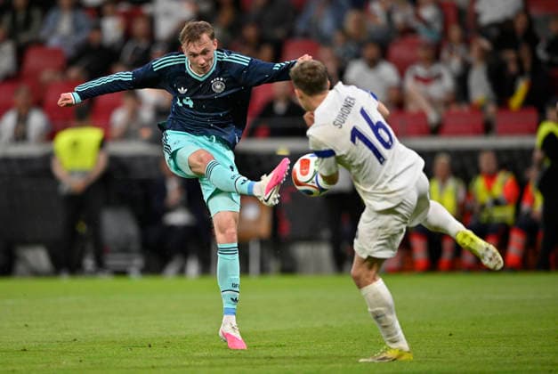 Goal kick Action Goal chance Maximilian Beier GER 14 vs Anssi Suhonen FIN 16 DFB Laenderspiel Germany GER vs Finland FIN Friendly match Test match on 31 05 2026 DFL REGULATIONS PROHIBIT ANY USE OF PHOTOGRAPHS AS IMAGE SEQUENCES AND OR QUASI VIDEO DFB Laenderspiel Germany GER vs Finland FIN