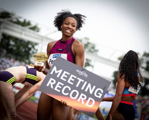 Golden Oval Dresden, 31 05 2026 Radiant winner of the womens 400m with a meeting record of 50.93 seconds Paris Peoples USA United States Athletics Meeting Golden Oval on 31 05 2026 at Heinz Steyer Stadium in Dresden Saxony Copyright: xBEAUTIFULxSPORTS R.xSchmittx