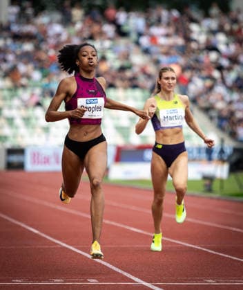 Golden Oval Dresden, 31 05 2026 On the finish line Paris Peoples USA United States wins the womens 400m track and field meeting Golden Oval on 31 05 2026 at Heinz Steyer Stadium in Dresden Saxony Copyright: xBEAUTIFULxSPORTS R.xSchmittx