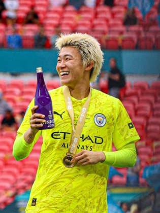 LONDON, ENGLAND - May 31: Goalkeeper Ayaka Yamashita of Manchester City ready to celebrate during the Adobe Womens FA Cup Final match between Brighton and Hove Albion and Manchester City at Wembley Stadium, May 31 in London, England  Copyright: xNataliexMincher SPPx Sportspressphoto_SPR158429