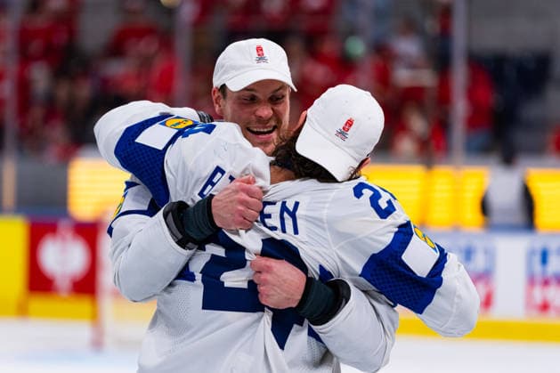 ZURICH, SWITZERLAND - MAY 31: Hannes Bjoerninen (Finland, 24) and Mikko Lehtonen (Finland, 4) celebrating the Win of the Gold Medal during the Gold Medal Game - Match 64 between Switzerland and Finland at the IIHF Ice hockey, Eishockey World Championship, WM, Weltmeisterschaft 2026, Swiss Life Arena on May 31, 2026 in Zurich, Switzerland. Zurich Switzerland Copyright: xTimoxSteinx