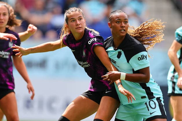 HARRISON, NJ - MAY 31: Jaedyn Shaw 10 of the Gotham FC during the first half of the NWSL game against the Houston Dash on May 31, 2026 at Sports Illustrated Stadium in Harrison, New Jersey. (Photo by Rich Graessle Icon Sportswire) SOCCER: MAY 31 NWSL Gotham FC vs Houston Dash EDITORIAL USE ONLY Icon26053126293