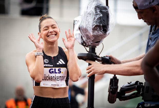Goldenes Oval Dresden, 31 05 2026 Grimacing Gina Lückenkemper GER Germany after her 100m preliminary heat Athletics Meeting Goldenes Oval on 31 05 2026 at Heinz Steyer Stadium in Dresden Saxony Copyright: xBEAUTIFULxSPORTS R.xSchmittx