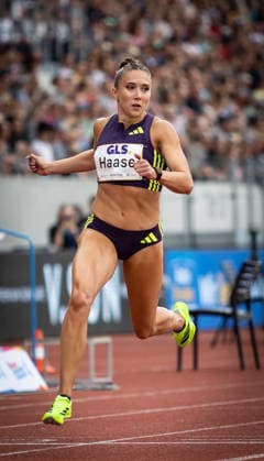 Golden Oval Dresden, 31 05 2026 On the finish line Rebekka Haase GER Germany in the 100m preliminary heat of the womens athletics meeting Golden Oval on 31 05 2026 at Heinz Steyer Stadium in Dresden Saxony Copyright: xBEAUTIFULxSPORTS R.xSchmittx