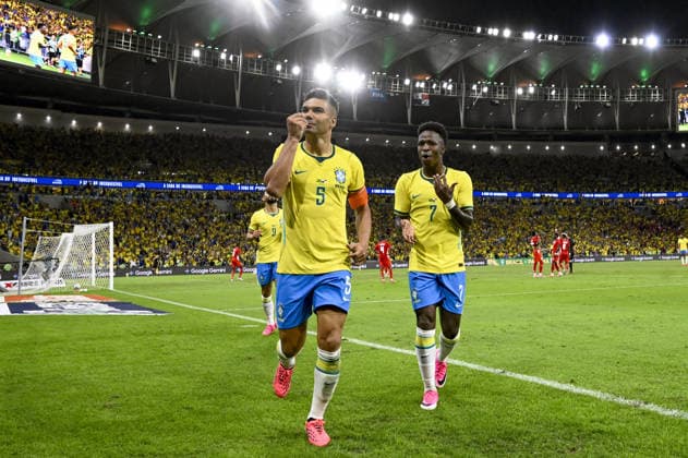 RIO DE JANEIRO, BRAZIL - MAY 31: Casemiro of Brazil celebrates after scoring the team s second goal during the International Friendly, Länderspiel, Nationalmannschaft match between Brazil and Panama at Maracana Stadium on May 31, 2026 in Rio de Janeiro, Brazil (Photo by Andre Ricardo Sports Press Photo SPP)  Copyright: xSportsxPressxPhotox Sportspressphoto_SPR158455