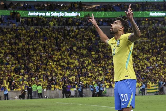 RECORD DATE NOT STATED match between the national teams of Brazil and Panama at the Maracana stadium in Rio de Janeiro. Rio de Janeiro (RJ), 05 31 2026 - Football Brazilian national team, Nationalteam Panama Friendly RJ Lucas Paqueta of the Brazilian national team scores and celebrates his goal in a match between the national teams of Brazil and Panama during an International Friendly, Länderspiel, Nationalmannschaft played at the Maracana stadium, in the northern zone of Rio de Janeiro, this Sunday (31).(Foto: Leco Viana Thenews2 imago images) SPO  Copyright: xLecoxVianax