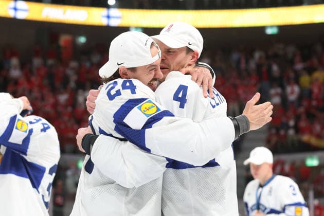 31 05 2026 Swiss Life Arena Zurich , SWITZERLAND, Mens Ice Hockey IIHF World Championship Zurich 2026 Final SUI FIN Hannes Bjoerninen Mikko Lehtonen FIN