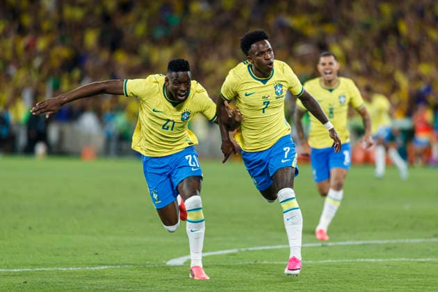 Brazil v Panama - International Friendly, Länderspiel, Nationalmannschaft Match Rio de Janeiro, Brazil - 31 May: Vinicius Jr of Brazil celebrates his goal during a International Friendly Match between Brazil and Panama prior to the FIFA World Cup, WM, Weltmeisterschaft, Fussball 2026 at Maracana Stadium on May 31, 2026 in Rio de Janeiro, Brazil. Photo by Martin Fonseca Latin Images Rio de Janeiro Maracana Stadium Rio de Janeiro Brazil Copyright: xLatinxSportxImagesx