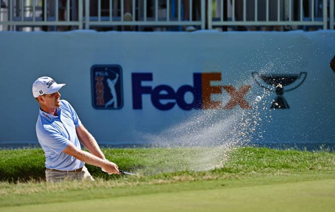 FORTH WORTH, TX - MAY 31: Ryan Gerard hits from the sand trap by the seventeenth green during the final round of the PGA, Golf Herren Charles Schwab Challenge at Colonial Country Club on Sunday, May 31, 2026 in Fort Worth, TX. (Photo by Austin McAfee Icon Sportswire) GOLF: MAY 31 PGA Charles Schwab Challenge EDITORIAL USE ONLY Icon260531012