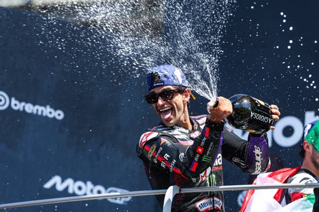 May 31, 2026, Scarperia E San Piero, Italy: JORGE MARTIN of Spain and Aprilia Racing celebrates victory in the Grand Prix Race during MotoGP GP7 Brembo Grand Prix of Italy at the Mugello Circuit. Scarperia E San Piero Italy - ZUMAs197 20260531_aaa_s197_134 Copyright: xFabrizioxCarabellix