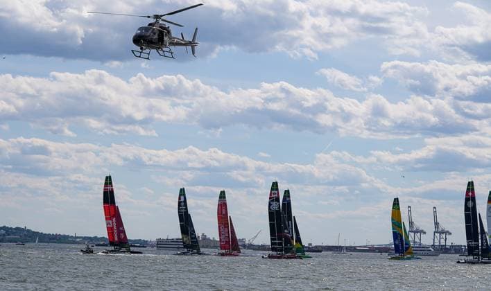 RECORD DATE NOT STATED Australia Wins Mubadala New York Sail Grand Prix in Thrilling Harbor Showdown (SPO) Australia Wins Mubadala New York Sail Grand Prix in Thrilling Harbor Showdown. May 31,2026, Governors Island, New York, USA. The 12-team SailGP fleet competes during the opening race of the Mubadala New York Sail Grand Prix in New York Harbor on Sunday. Credit:Jorge Estrellado Thenews2(Foto: Jorge Estrellado Thenews2 imago images) SPO  Copyright: xJorgexEstrelladox