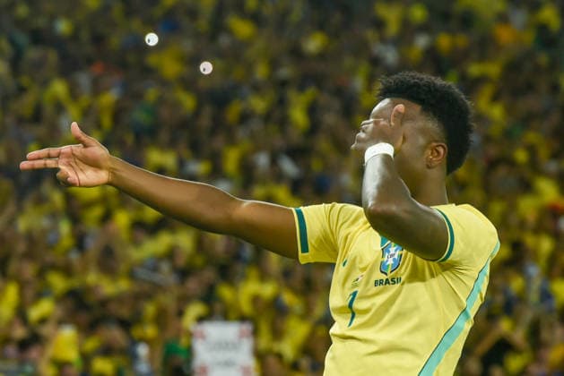 Brasil x Panama Amistoso Internacional RIO DE JANEIRO, RJ - 31.05.2026: BRASIL X PANAMA AMISTOSO INTERNACIONAL - Forward Vinicius Junior celebrates his goal during Brazil vs Panama at the Maracana stadium, an International Friendly, Länderspiel, Nationalmannschaft before the World Cup, this Sunday (31). (Photo: Carlos Santtos Fotoarena) x2954828x  CarlosxSanttos