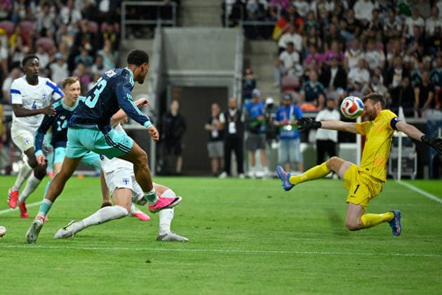 (260601) -- MAINZ, June 1, 2026 -- Felix Nmecha (3rd L) of Germany shoots during an International Friendly, Länderspiel, Nationalmannschaft football match between Germany and Finland in Mainz, Germany, May 31, 2026. (Photo by Xinhua) (SP)GERMANY-MAINZ-FOOTBALL-FRIENDLY-GERMANY VS FINLAND UlrichxHufnagel 
