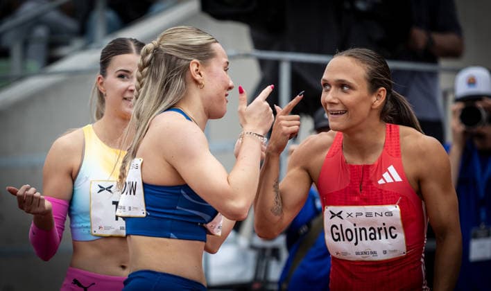 Golden Oval Dresden, 31 05 2026 Both can hardly believe it The two hurdles sprinters Lia Flotow GER Germany and Nika Glojnaric SLO Slovenia each run a personal or seasons best time Athletics Meeting Golden Oval on 31 05 2026 at the Heinz Steyer Stadium in Dresden Saxony Copyright: xBEAUTIFULxSPORTS R.xSchmittx