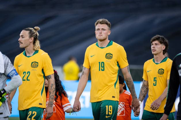 May 30, 2026, Pasadena, California, United States: Harry Souttar 19 of Australia enters the field during the International Friendly, Länderspiel, Nationalmannschaft match between Mexico and Australia at Rose Bowl Stadium on May 30, 2026 in Pasadena, California. Mexico V Australia International Frendly Match  - ZUMAe321 20260530_zsa_e321_076 Copyright: xArturoxCorderox