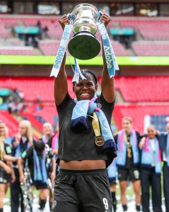 Brighton and Hove Albion Women v Manchester City Women Adobe Womens FA Cup Khadija Shaw of Manchester City Women celebrates winning the Adobe Womens FA Cup Final at Wembley Stadium, London 31 05 2026 UK Newspapers OUT Copyright: xLucyxCopseyx FIL-23532-0229