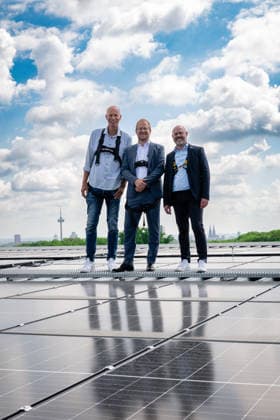 Press conference on the photovoltaic system at the RheinEnergieSTADION with Stephan Segbers Chief Sales Officer RheinEnergie , Lutz Wingerath Managing Director Cologne Sports Facilities and Jörn Stobbe President 1 FC Köln , 01 06 2026 Cologne North Rhine-Westphalia Germany Copyright: xkolbert-press MarcxNiemeyerx