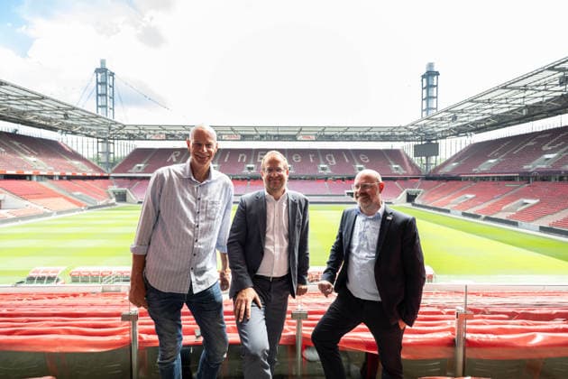 Press conference on the photovoltaic system at the RheinEnergieSTADION with Stephan Segbers Chief Sales Officer RheinEnergie , Lutz Wingerath Managing Director Cologne Sports Facilities and Jörn Stobbe President 1 FC Köln , 01 06 2026 Cologne North Rhine-Westphalia Germany Copyright: xkolbert-press MarcxNiemeyerx