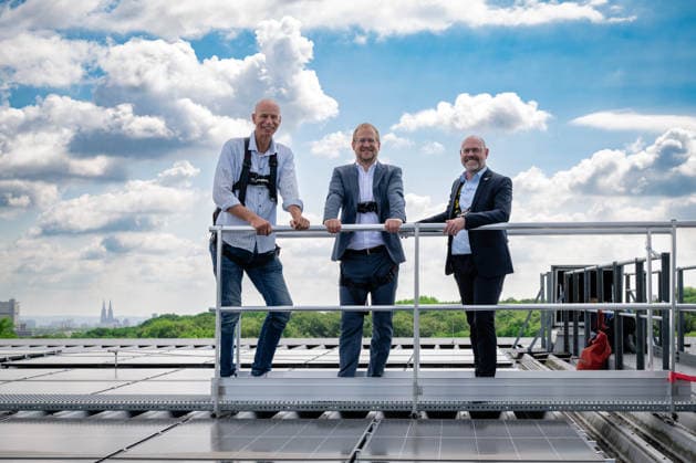 Press conference on the photovoltaic system at the RheinEnergieSTADION with Stephan Segbers Chief Sales Officer RheinEnergie , Lutz Wingerath Managing Director Cologne Sports Facilities and Jörn Stobbe President 1 FC Köln , 01 06 2026 Cologne North Rhine-Westphalia Germany Copyright: xkolbert-press MarcxNiemeyerx