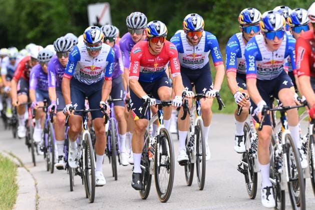 Tour de Wallonie 2026 Stage 1 LOBBES, BELGIUM - JUNE 01 : Van Poppel Danny (NED) of Red Bull BORA Hansgrohe, Meeus Jordi (BEL) of Red Bull BORA Hansgrohe and Pithie Laurence (NZL) of Red Bull BORA Hansgrohe in action during stage 1 of the 47th edition of Ethias Tour de Wallonie an UCI ProSeries 2.Pro cycling road race stage for Men Elite of 180.7 km with start in Manage and finish in Lobbes on June 1, 2026 in Lobbes, Belgium, 01 06 2026 ( Motordriver Pieter Van Herzele - Lobbes Belgium  Copyright: xVincentxKalutx