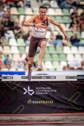 DRESDEN , GERMANY - MAY 31: Karl Bebendorf (GER Germany) competing in the men’s 2000m steeplechase during the Golden Oval Continental Tour Silver meeting on May 31, 2026 at Heinz-Steyer-Stadion in Dresden, Saxony, Germany. Saxony Germany Copyright: xAxelxKohringx