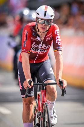 Belgian Arnaud De Lie of Lotto-Intermarche crosses the finish line of the first stage of the Tour De Wallonie cycling race, 180,7 km from Manage to Lobbes, on Monday 01 June 2026. DAVIDxPINTENS  x175648251x