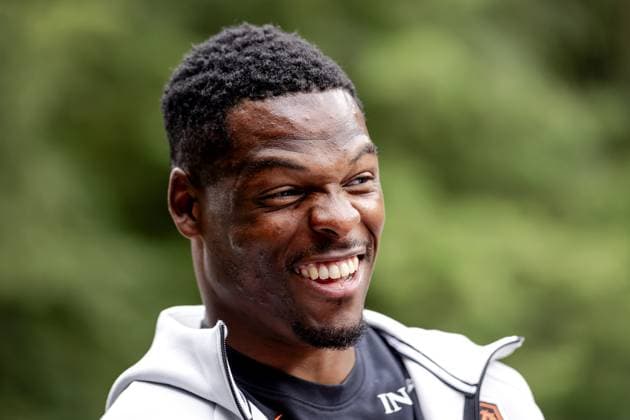 ZEIST - Denzel Dumfries of the Dutch national team, Nationalteam during a media moment at the KNVB Campus. ROBIN VAN LONKHUIJSEN ANP xVIxANPxSportx xxANPxIVx 559846444 originalFilename: 559846444.jpg