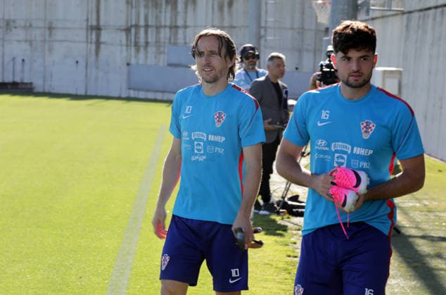 PXL_CRO training Luka Modric, Martin Baturina of Croatian national football team during training before friendly match with Belgium at Rujevica stadium on 01. July 2026. in Rijeka, Croatia.  GoranxKovacic PIXSELL