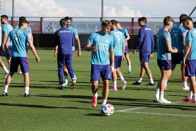 PXL_CRO training Mateo Kovacic, Josip Sutalo, Toni Fruk, Nikola Moro of Croatian national football team during training before friendly match with Belgium at Rujevica stadium on 01. July 2026. in Rijeka, Croatia.  GoranxKovacic PIXSELL