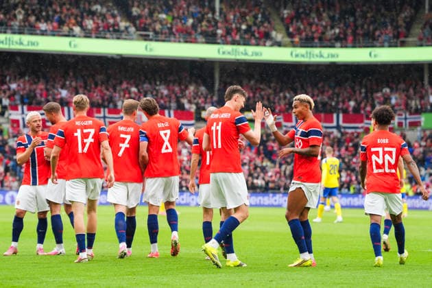 Private international soccer match Norway Sweden Oslo 20260601 Norway cheers for 1-0 during the mens private international soccer match between Norway and Sweden at Ullevaal Stadium Photo Lise Aserud NTB Oslo Norway EDITORIAL USE ONLY RESTRICTED USE FOR BETTING COMPANIES  Copyright: xLisexAserudx xNTBx