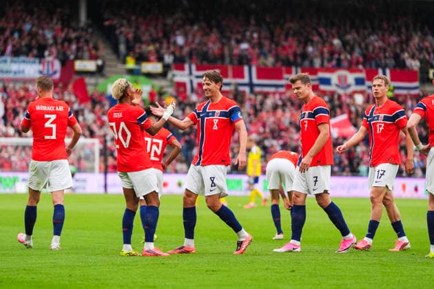 Private international football match Norway Sweden Oslo 20260601 Norway celebrates 2 0 during the private international men s football match between Norway and Sweden at Ullevaal Stadium Photo Lise Aserud NTB Oslo Norway EDITORIAL USE ONLY RESTRICTED USE FOR BETTING COMPANIES  Copyright: xLisexAserudx xNTBx