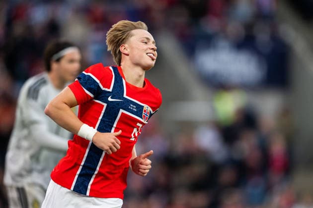 260601 Andreas Schjelderup of Norway looks dejected during the international friendly football match between Norway and Sweden on June 1, 2026 in Oslo Photo Marius Simensen BILDBYRAN COP 238 JM0820 bbeng fotboll football soccer fotball träningslandskamp privatlandskamp landskamp international friendly norge norway sverige sweden sverige a depp  Copyright: MARIUSxSIMENSEN BB260601BB864
