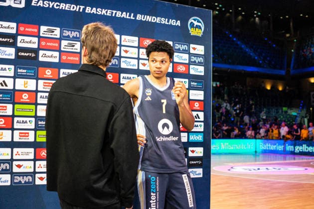 Jack Kayil Alba Berlin, 7 after game 01 06 2026, Alba Berlin vs Bamberg Baskets, Basketball, BBL, Max Schmeling Halle, Berlin DFL regulations prohibit any use of photographs as image sequences and or quasi video Copyright: HMBxMedia xFinnxWeidmann