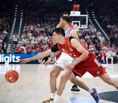 front Vladimir LUCIC Muenchen , Mens Basketball Bundesliga, 2025 26, play off semi-final, second game, FC Bayern Muenchen Basketball vs Telekom Baskets Bonn, SAP Garden3, 01 06 26 Copyright: WolfgangxFehrmann
