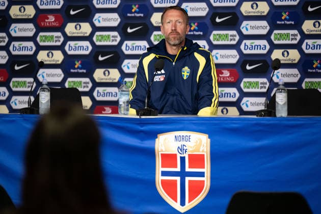 260601 Head coach Graham Potter of Sweden during the press conference after the international friendly football match between Norway and Sweden on June 1, 2026 in Oslo Photo Marius Simensen BILDBYRAN COP 238 JM0820 bbeng fotboll football soccer fotball träningslandskamp privatlandskamp landskamp international friendly norge norway sverige sweden sverige a  Copyright: MARIUSxSIMENSEN BB260601BB933