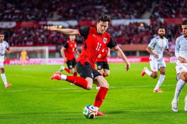 SOCCER - AUT vs TUN, test match VIENNA,AUSTRIA,01.JUN.26 - SOCCER - OEFB international test match, Austria vs Tunisia. Image shows Michael Gregoritsch (AUT).  GEPAxpictures xKevinxHackner
