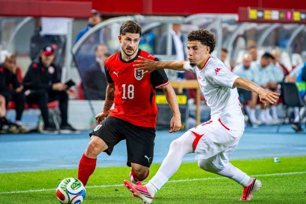 SOCCER - AUT vs TUN, test match VIENNA,AUSTRIA,01.JUN.26 - SOCCER - OEFB international test match, Austria vs Tunisia. Image shows Romano Schmid (AUT).  GEPAxpictures xKevinxHackner