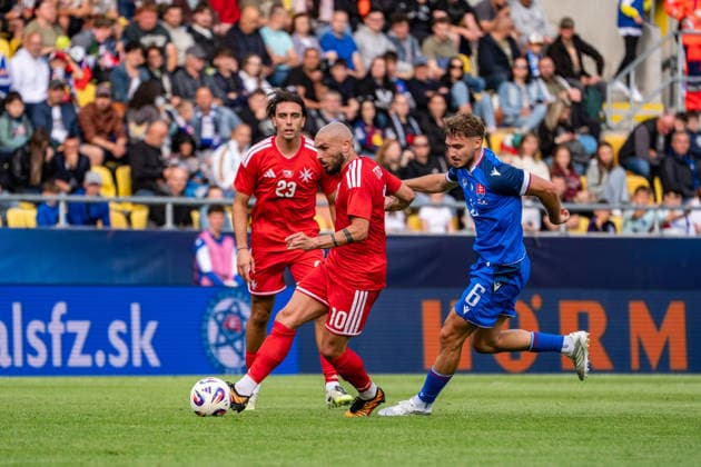 Slovakia v Malta - International Friendly, Länderspiel, Nationalmannschaft Match Teddy Teuma of Malta in action during the international friendly match between Slovakia and Malta at MOL Arena in Dunajska Streda, Slovakia, on June 1, 2026. Dunajska Streda Slovakia  Copyright: xMatejxSaganx originalFilename:sagan-slovakia260601_npL8m.jpg